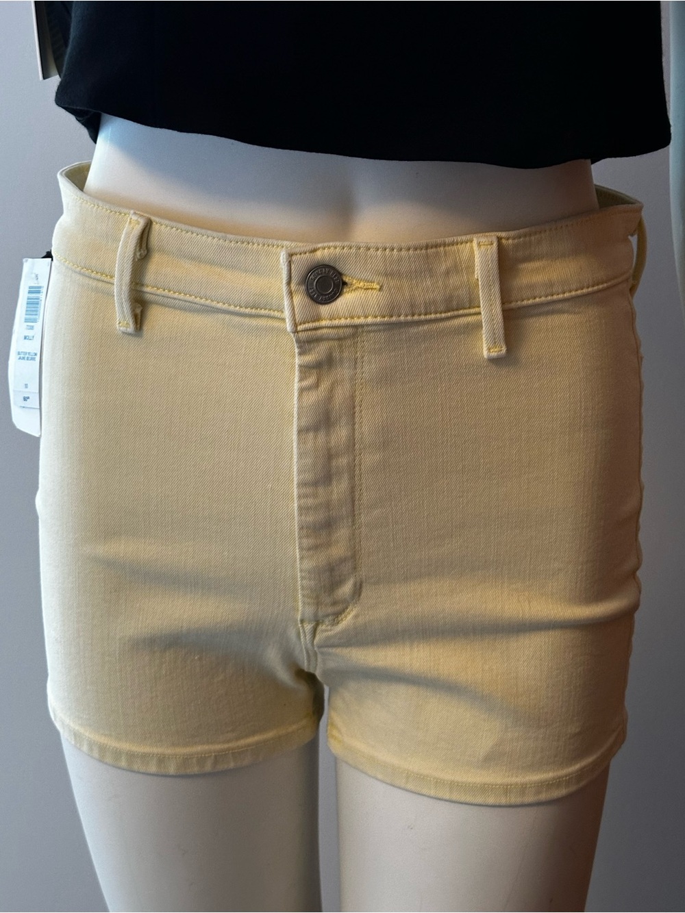 Sunday Best Women's Yellow High-Rise Stretch Denim Shorts BNWT